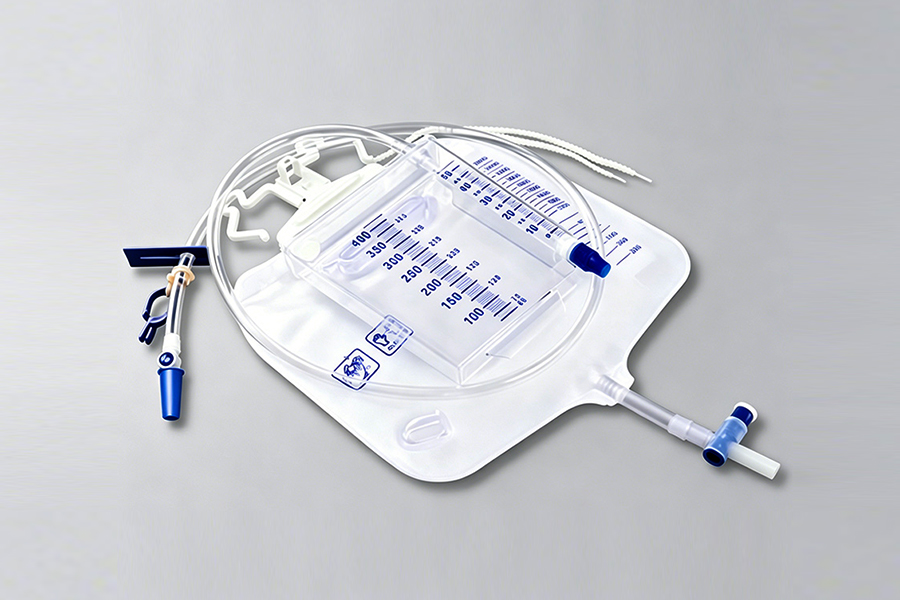 Medidor de orina de forma cuadrada de 2600 + 400 ml con puerto de muestra blanco
